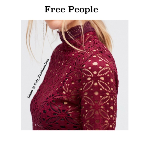 Free People Crochet longe sleeve Blouse Small